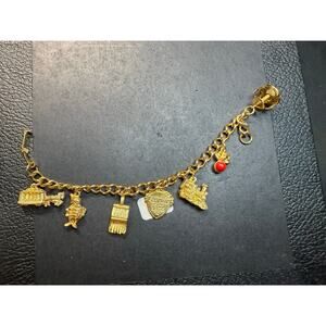 Gold tone Edaville Railroad charm Bracelet